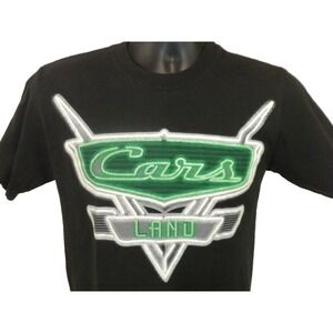 Disneyland T-shirt Mens S Black Cars Land Neon‎ Graphic Short Sleeve Crew Neck